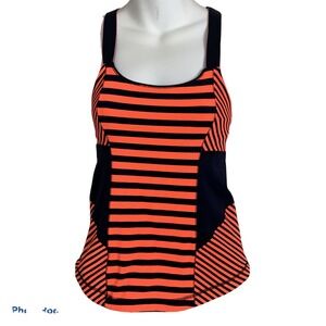 Lululemon Orange/Navy Striped Criss‎ Cross Back Active Wear Halter Top Size 6